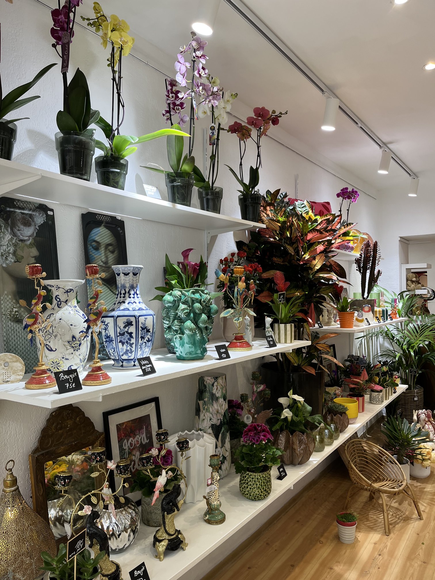 Étagères de décoration et objets chinés à la boutique Maluna